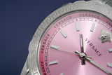 Versace Hellenyium Pink Dial Silver Steel Strap Watch for Women - V12010015