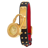 Versace Medusa Lock Icon Gold Dial Red Leather Strap Watch for Women - VEDW00119