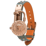 Versace Medusa Lock Icon Quartz Beige Dial Green Leather Strap Watch for Women - VEDW00519