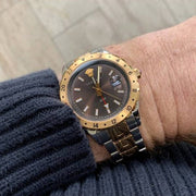 Versace Hellenyium GMT Black Dial Two Tone Steel Strap Watch for Men - V11040015