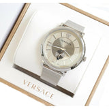 Versace V-Circle Silver Dial Silver Mesh Bracelet Watch for Men - VBQ060017