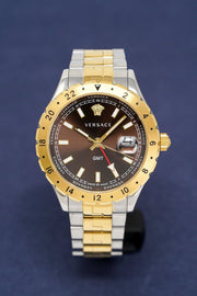Versace Hellenyium Quartz Brown Dial Two Tone Steel Strap Watch For Men - V11040015