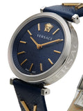 Versace V-Twist Quartz Blue Dial Blue Leather Strap Watch for Women - VELS00119