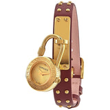 Versace Medusa Lock Icon Gold Dial Red Leather Strap Watch for Women - VEDW00319