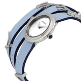 Versace V Flare Silver Dial Blue Leather Strap Watch for Women - VEBN00118