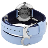 Versace V Flare Silver Dial Blue Leather Strap Watch for Women - VEBN00118