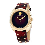 Versace Shadov Quartz Red Dial Red Leather Strap Watch for Women - VEBM00918