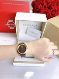 Versace Shadov Quartz Red Dial Red Leather Strap Watch for Women - VEBM00918