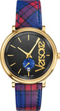 Versace V-Circle The Clans Edition Black Dial Red & Blue Leather Strap Watch for Women - VEBQ00218