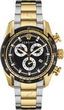 Versace V-Ray Chronograph Black Dial Two Tone Steel Strap Watch For Men - VE2I00421