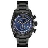 Versace V-Ray Chronograph Quartz Blue Dial Black Steel Strap Watch For Men - VE2I00521