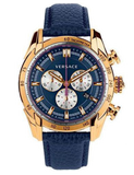 Versace V-Ray Blue Chronograph Blue Dial Blue Leather Strap Watch for Men - VDB030014