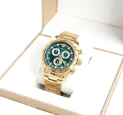 Versace V-Ray Chronograph Green Dial Gold Steel Strap Watch For Men - VE2I00621