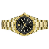 Versace Hellenyium Quartz Black Dial Gold Steel Strap Watch For Men - VE3A00820