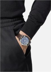 Versace Greca Time Quartz Blue Dial Brown Leather Strap Watch For Men - VE3K00122