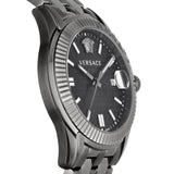 Versace Greca Time Quartz Black Dial Grey Steel Strap Watch for Men  - VE3K00622