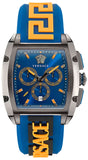 Versace Iconic Dominus Chronograph Blue Dial Blue Rubber Strap Watch For Men - VE6H00323