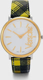 Versace V-Circle The Clans Edition Silver Dial Multicolor Leather Strap Watch for Women - VE8100118