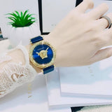 Versace Palazzo Empire Greca Quartz Blue Dial Blue Leather Strap Watch for Women - VEDV00219