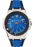 Versace Chain Reaction Quartz Blue Dial Blue & Black Leather Strap Watch for Men - VEDY00119