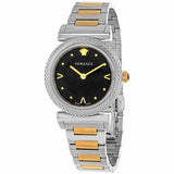 Versace V-Motif Black Dial Two Tone Steel Strap Watch for Women - VERE00518