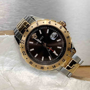 Versace Hellenyium GMT Black Dial Two Tone Steel Strap Watch for Men - V11040015