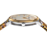 Versace V-Circle Silver Dial Cheetah Print Brown Leather Strap Watch for Women - VBP12017