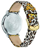 Versace V-Circle Silver Dial Cheetah Print Brown Leather Strap Watch for Women - VBP12017