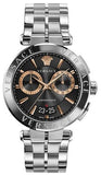 Versace Aion Chronograph Black Dial Silver Steel Strap Watch For Men - VE1D01019