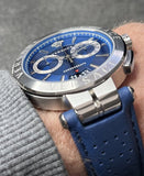 Versace Aion Chronograph Quartz Blue Dial Blue Leather Strap Watch for Men - VE1D01220