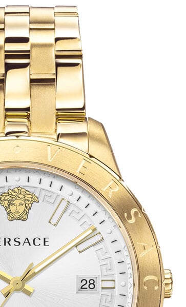 Versace Univers 男士石英白色表盘金色钢表带手表