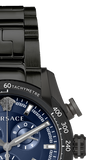 Versace V-Ray Chronograph Quartz Blue Dial Black Steel Strap Watch For Men - VE2I00521