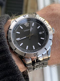 Versace Hellenyium Quartz Black Dial Grey Steel Strap Watch For Men - VE3A00620