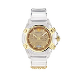 Versace Icon Active Chronograph Gold Dial White Silicone Strap Watch for Men - VEZ700121