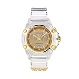 Versace Icon Active Chronograph Gold Dial White Silicone Strap Watch for Men - VEZ700121