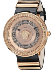 Versace V Metal Icon Gold Dial Black & Gold Strap Watch for Women - VLC030014