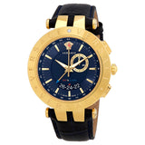 Versace Race GMT Blue Dial Blue Leather Strap Watch For Men - 29G70D282