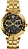 Versace Aion Chronograph Black Dial Gold Steel Strap Watch For Men - VE1D01721