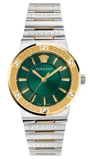 Versace Greca Green Dial Silver Steel Strap Watch for Women - VEVH00720