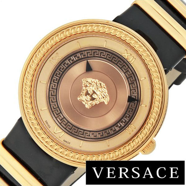 Versace V Metal Icon Gold Dial White & Gold Leather Strap Watch - VLC040014 Versace V Metal Icon Gold Dial Black & Silver & Gold Strap  main image 4