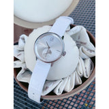 Calvin Klein Accent Silver Dial White Leather Strap Watch for Women - K2Y231K6