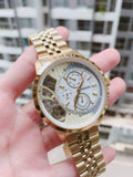Fossil Skeleton Chronograph Gold Dial Gold Steel Strap Watch for Men -  ME1137