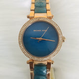 Michael Kors Parker Blue Mother of Pearl Dial Two Tone Steel Strap  Watch for Women - MK6491