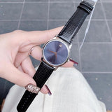 Movado Museum Blue Dial Black Leather Strap Watch For Women - 2100010