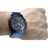 Guess Horizon Chronograph Black Dial Blue Steel Strap Watch For Men - W0379G5