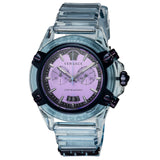 Versace Icon Active Chronograph Purple Dial Blue Silicone Strap Watch For Men - VEZ701523