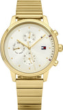 Tommy Hilfiger Blake White Dial Gold Steel Strap Watch for Women - 1781905