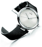 Calvin Klein Sight Silver Dial Black Leather Strap Watch for Men - K1S21120