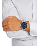 Tommy Hilfiger Chase Multifunction Blue Dial Silver Steel Strap Watch for Men - 1791575