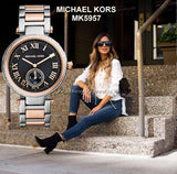 Michael Kors Skylar Black Dial Two Tone Steel Strap Watch for Women - MK5957